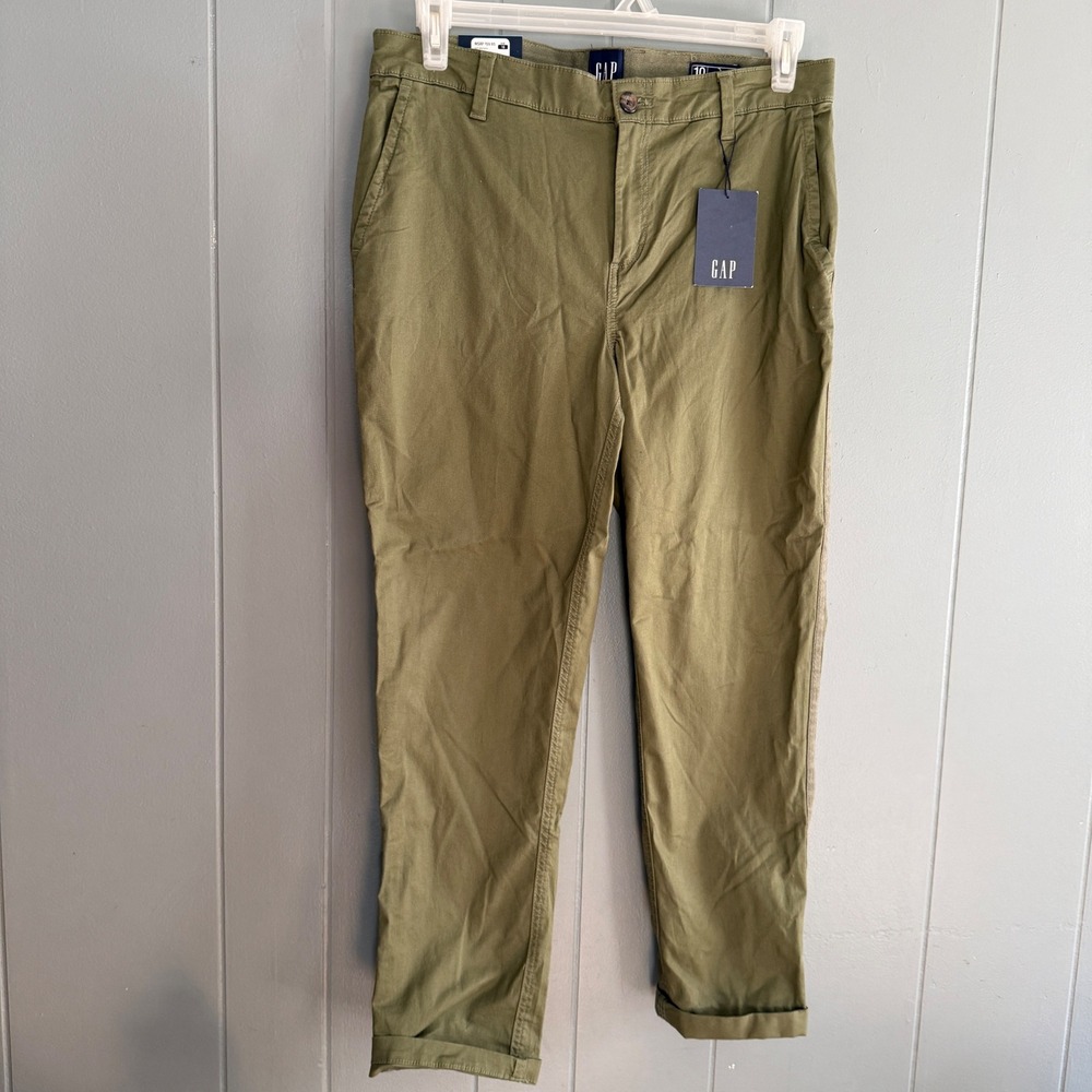 GAP Relaxed Girlfriend Chino Pants Womens 10 Military Green Utility Army NWT